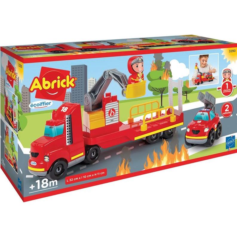 Ecoiffier Abrick Feuerwehr Zwei Fahrzeuge, Bewegliche Elemente 34 Zubehör