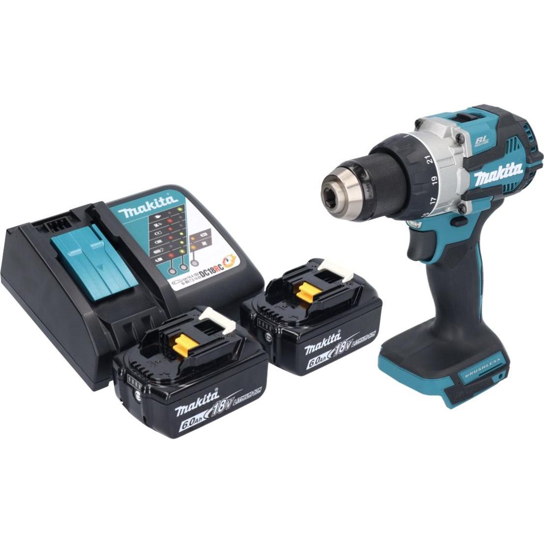 Thumbnail - Makita, Bohrmaschine + Akkuschrauber, DDF 489 RG Akku Bohrschrauber 18 V 73 Nm Brushless + 2x Akku 6,0 Ah + Ladegerät (A...