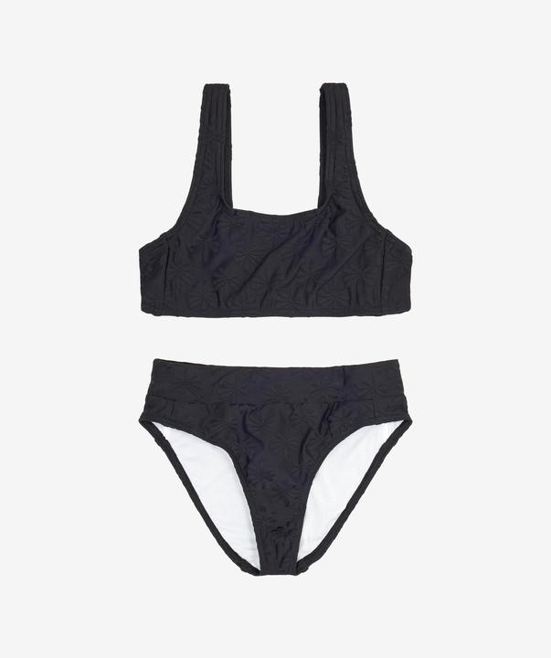 Actual product image Olaian Bikini Surfen Mädchen Bustier hoher Taillenbund 500 Lao Miami schwarz