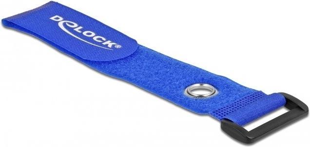 Actual product image Delock Velcro cable tie with loop and fixing eye L 280 x W 38 mm blue 3 pieces (Velcro cable ties, 280 mm, 3 pcs.)