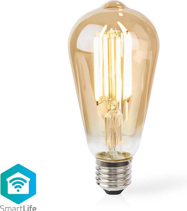 Produktbild Nedis WIFILRF10ST64 Smartlife LED Filament Lampe WLAN E27 806 lm 7 W Warmweiss 1800 - 3000 K Glas An (E27, 806 lm, 1x)