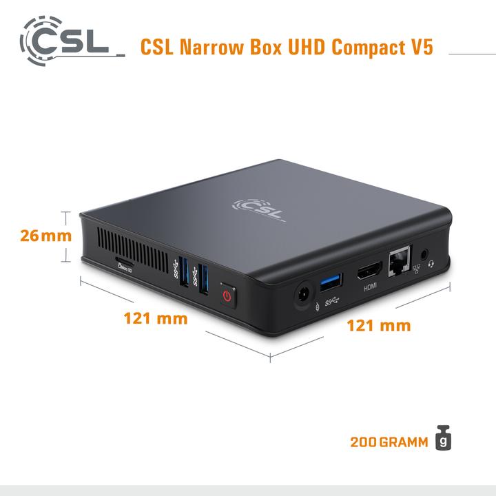 Productafbeelding CSL Narrow Box Ultra HD Compact v5 (Intel Celeron N5100, 4 GB, 1000 GB, Intel UHD Graphics)