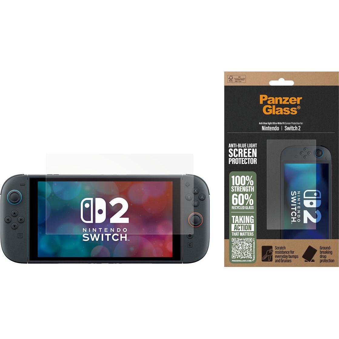 PanzerGlass Anti-Blue Light Screen Protector Nintendo Switch 2 Ultra-Wide Fit, Pellicola protettiva del dispositivo