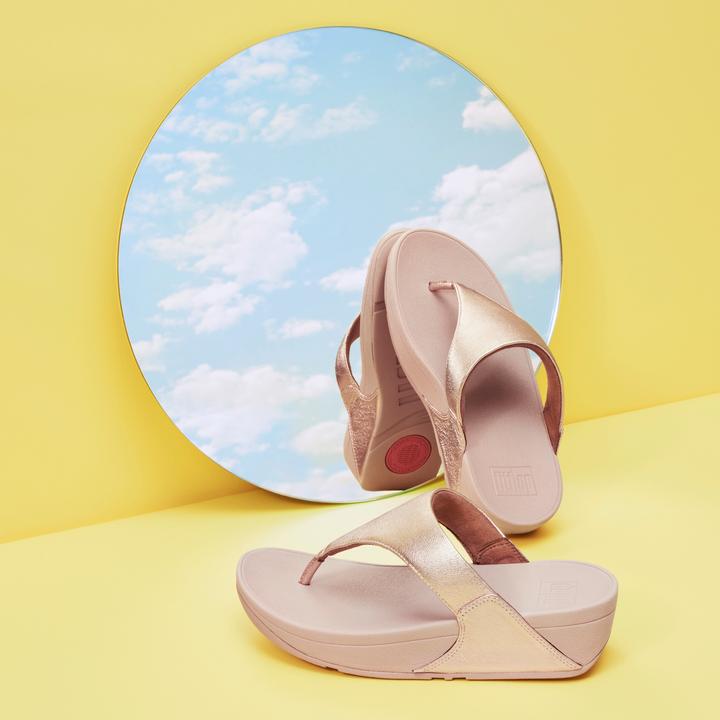 Actual product image Fitflop Vrouwen Leren Slippers / Damesschoenen Lulu toe leather - Rose Goud - Maat 41 (41)