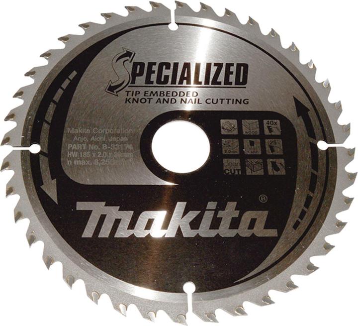 Productafbeelding Makita SPECIALIZED cirkelzaagblad 185 x 30 x 2 mm 40 tanden ( B-33174 )