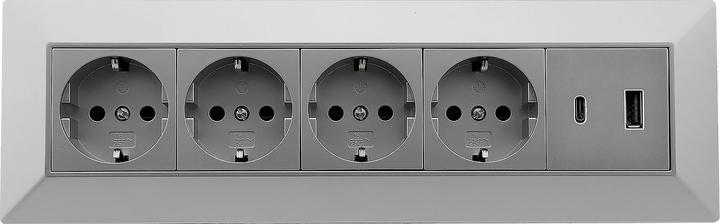 Produktbild Chilitec Steckdosenblock 23789, 4-fach, USB-A+C, 250V/16A, silber (4x, USB-A)