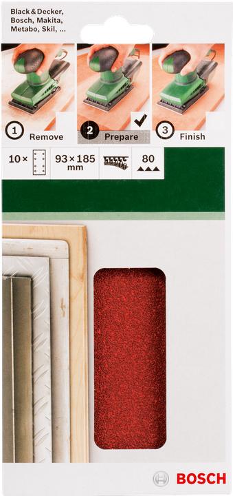 Produktbild Bosch Zubehör 10tlg. Schleifblatt-Set für Schwingschleifer K = 80 (80)