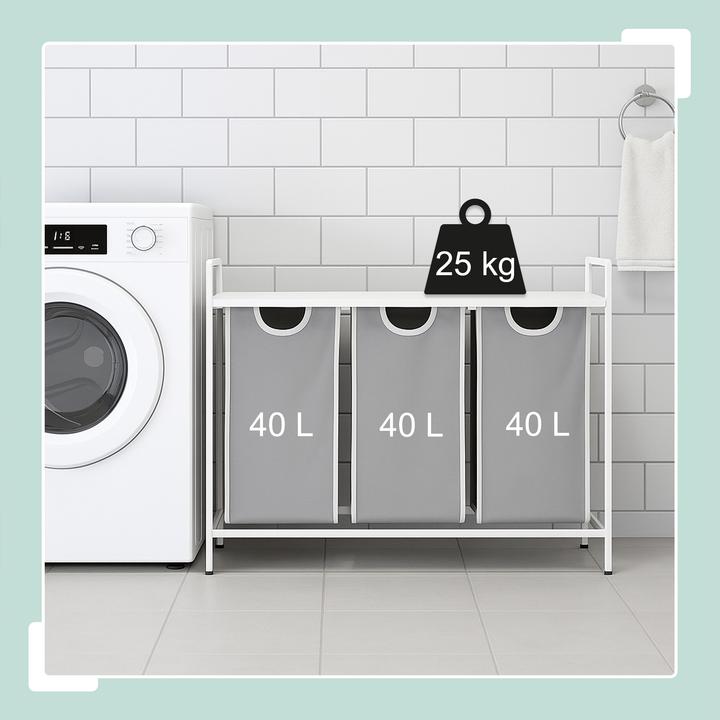 Produktbild Relaxdays Wäschesammler 3 Fächer mit Ablage