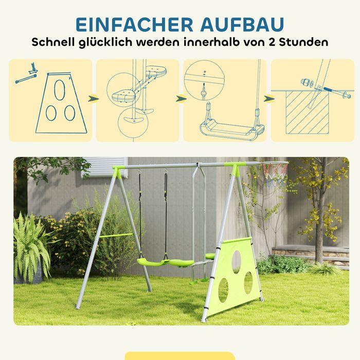 Produktbild Swisshandel24 4 in 1 Schaukelgestell Outdoor Schaukelgerüst mit Schaukel, Metallgestell