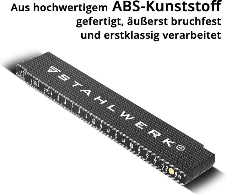 Produktbild Stahlwerk Zollstock 3er Set 3 Meter präziser Kunststoff-Gliedermassstab Meterstab (3 m)