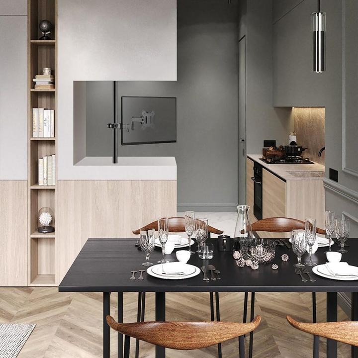 Image du produit Maclean MC-984 LED LCD Monitor Arm Bracket for Pole Mounting 8kg 28-60mm Extendable Folding 17-32" (bras (Barre, Tables, 32", 8 kg)