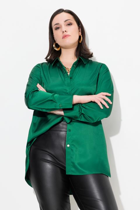 Actual product image Ulla Popken Long Sleeve Collared Satin Blouse (46, 48)