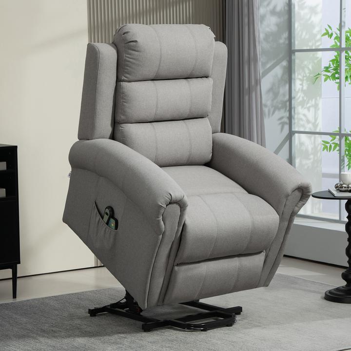 Produktbild Homcom Fernsehsessel mit Aufstehhilfe Polyester, Schaumstoff Hellgrau