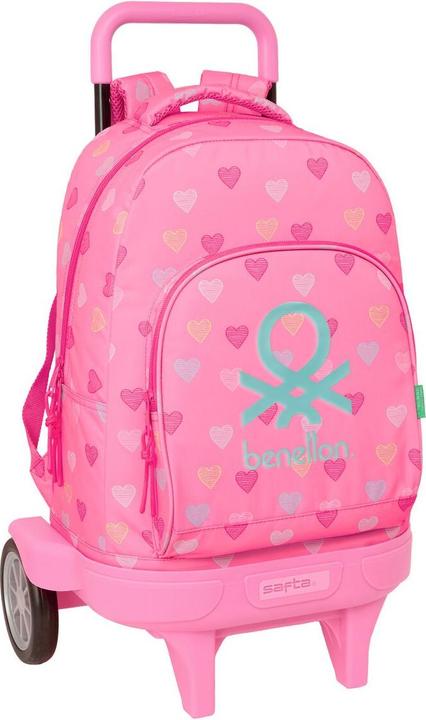 Benetton Schulrucksack mit Rädern Heart Rosa 33 x 45 x 22 cm (22 l)