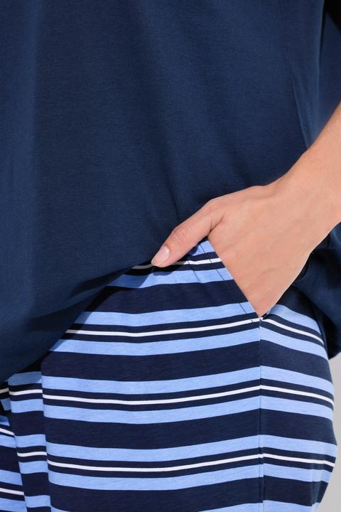 Produktbild Ulla Popken Pyjama, Ringelhose, Rundhals, Halbarm, Taschen (46, 48)