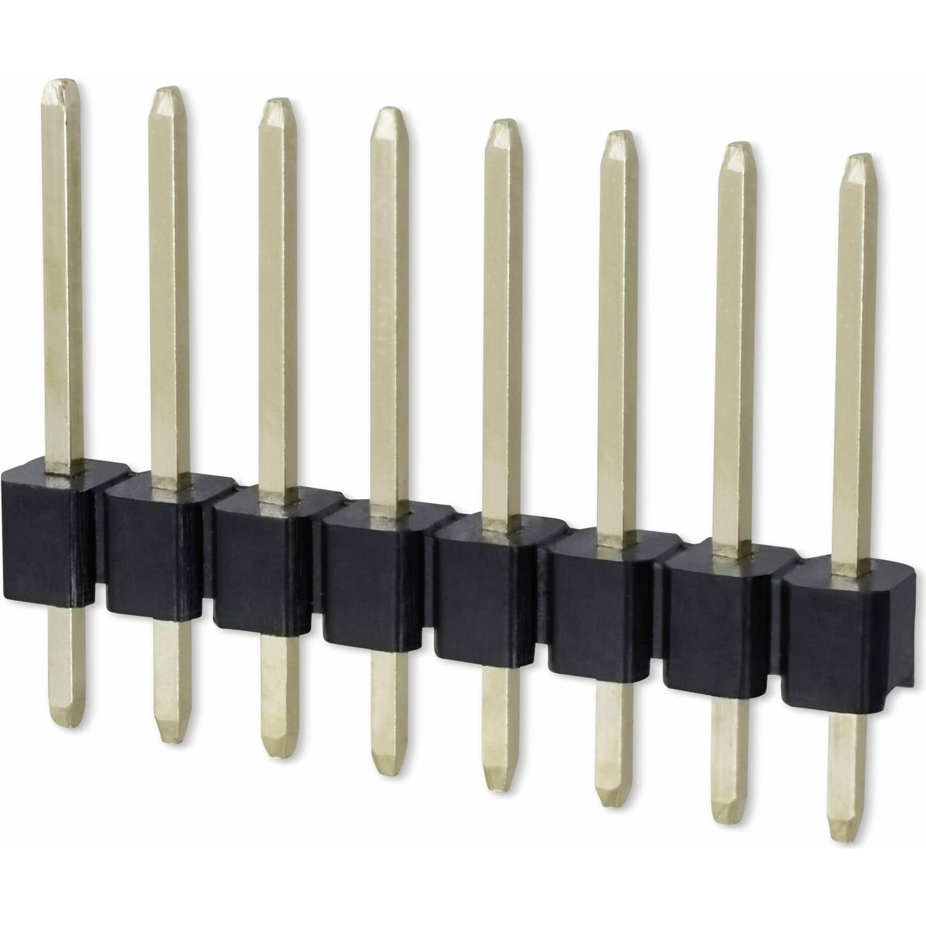 Eneroid Stiftleiste, 1 x 8, 2,54 mm, gerade, 0,8µ Au (Gold), 5 Stück, Elektronikkabel + Stecker, Gold