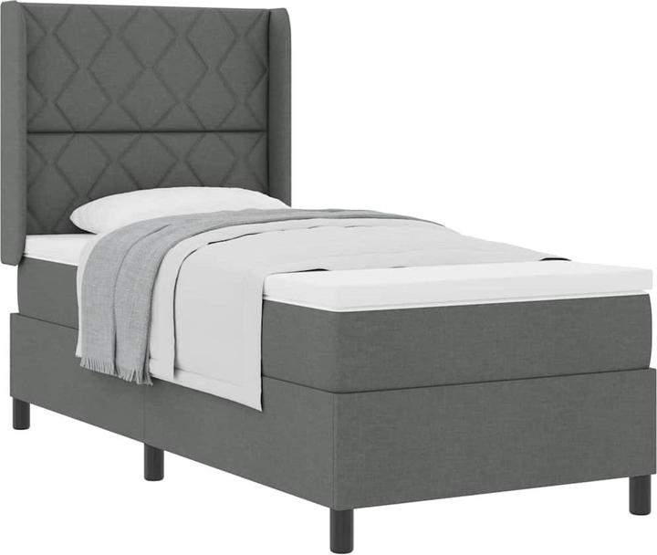 Actual product image vidaXL Box spring bed with mattress fabric dark grey (100 x 200 cm)