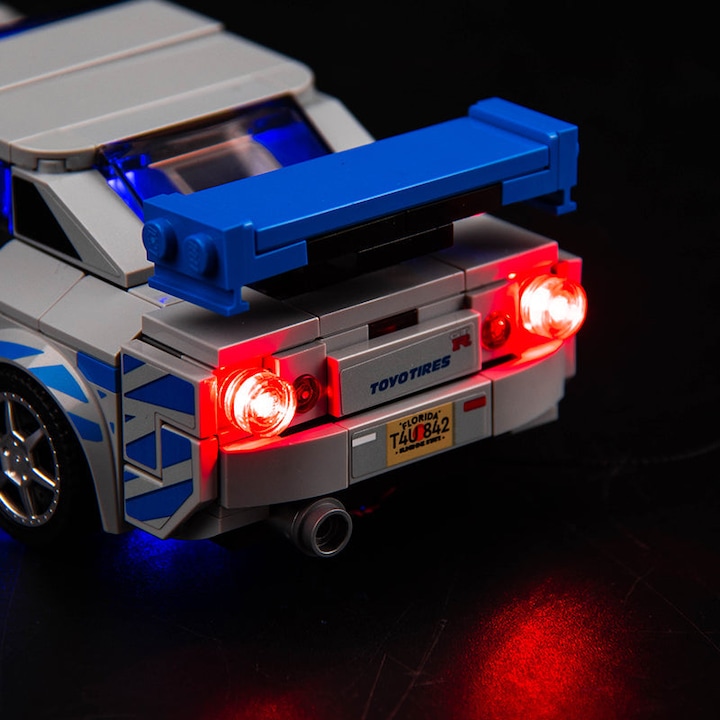 Actual product image BrickBling LED light set for LEGO 2 Fast 2 Furious - Nissan Skyline GT-R (R34) (76917)