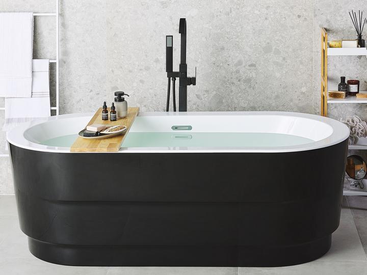 Actual product image Beliani Bathtub free-standing black oval 170 x 80 cm EMPRESA (214 l, 80 cm, 170 cm)