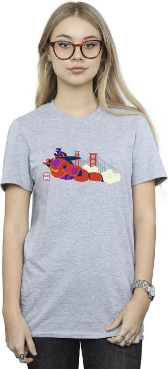 Actual product image Disney Womens/Ladies Big Hero 6 Baymax Hiro Bridge Cotton Boyfriend T-Shirt (XL)