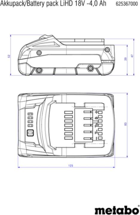 Actual product image Metabo Battery pack LiHD (18 V)