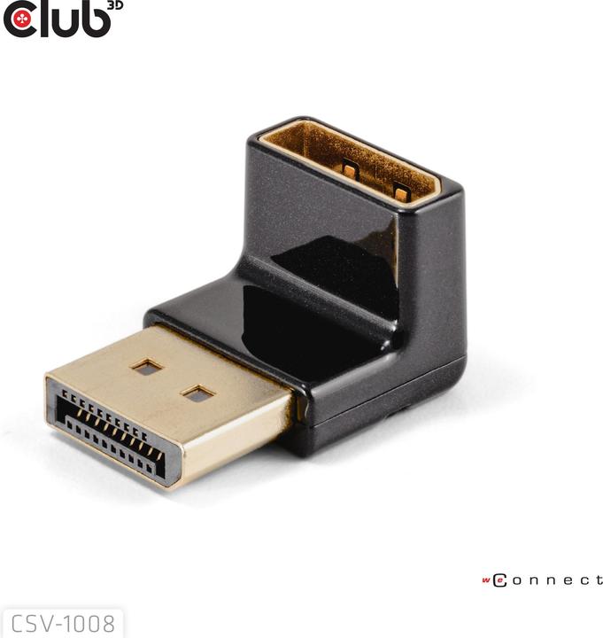 Image du produit Club 3D Club3D Adaptateur DP > DP 1.4 coudé à 90° 4K@120Hz St/Bu retail (10.50 cm)