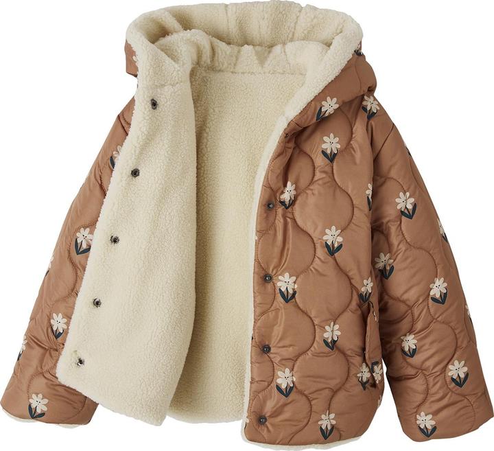Actual product image Vertbaudet Wendbare Mädchen Kapuzen-Steppjacke mit Teddyfleece, Wattierung Recycling-Polyester (134)