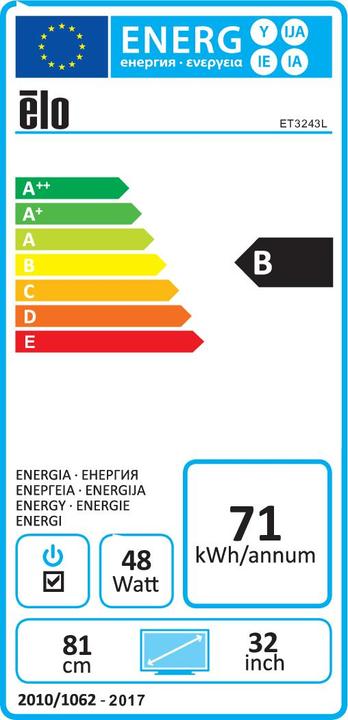 Energy Label ēlo 3243L LCD TOUCHMONITOR (31.50")