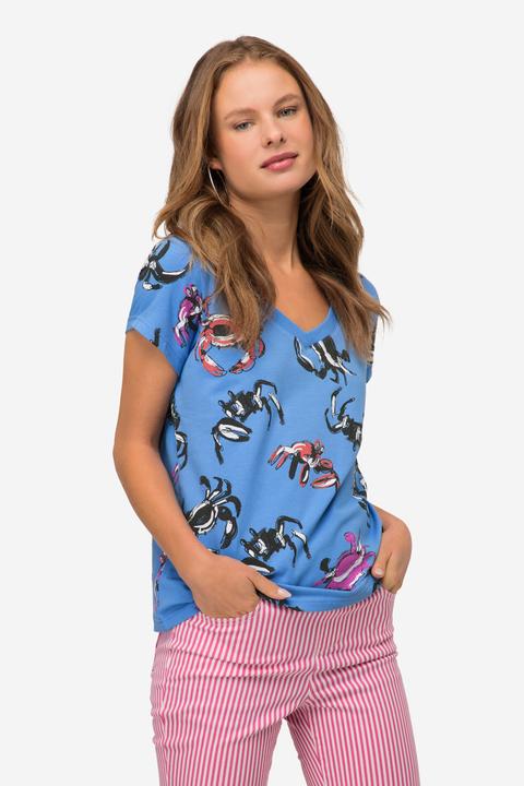 Produktbild Laurasøn T-Shirt, Krabben Print, V-Ausschnitt, Halbarm (L)