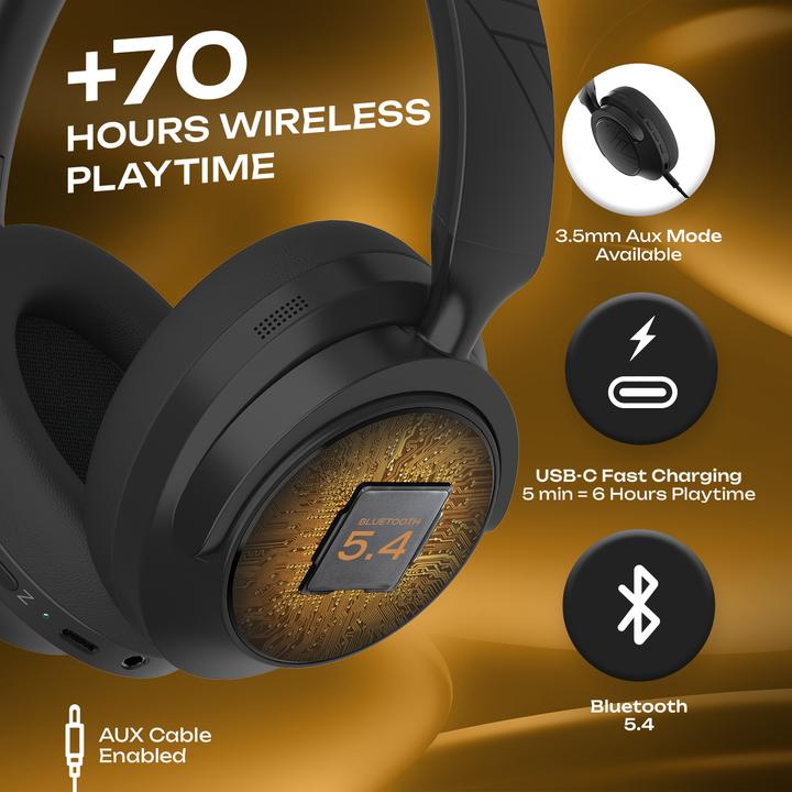 Productafbeelding PowerLocus MoonFly Over Ear Bluetooth-Kopfhörer mit ANC (ANC, 70 h)
