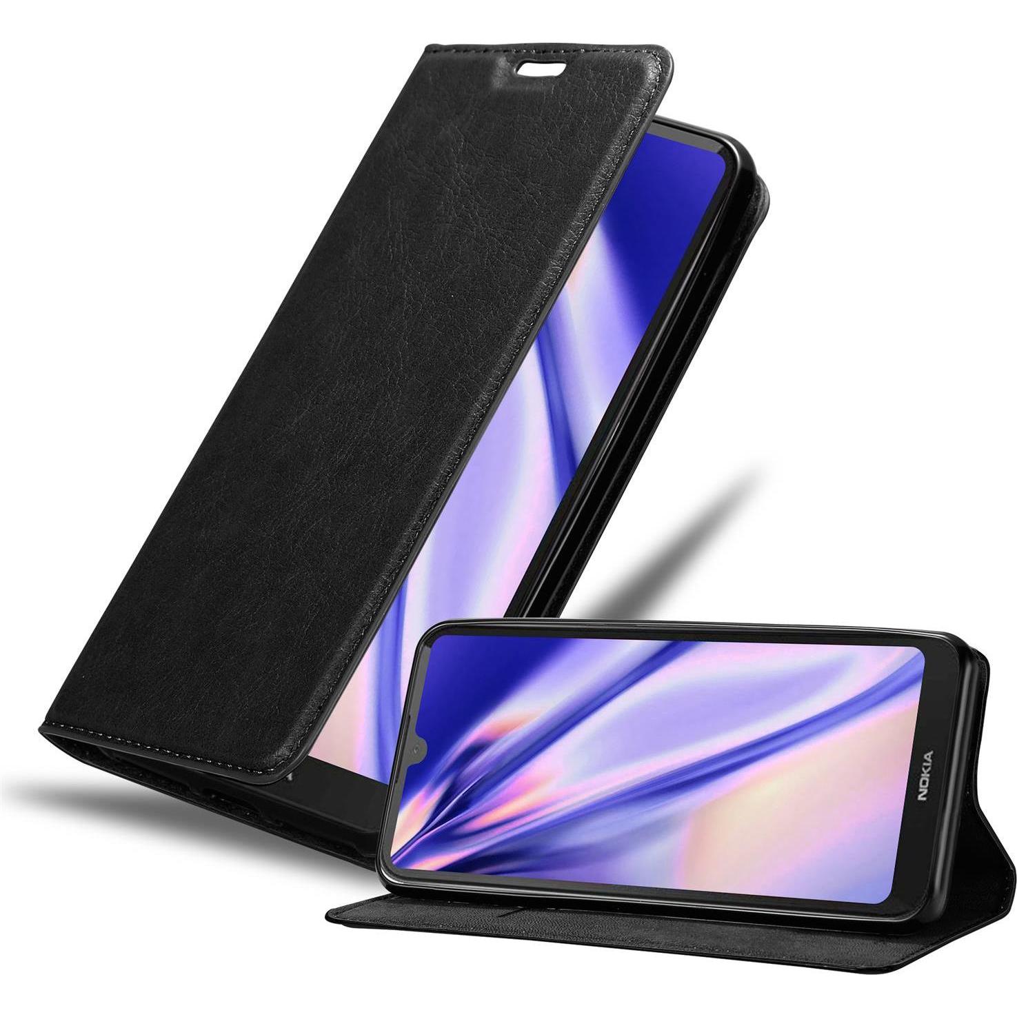 Cadorabo Book Invisible Magnet Cover (Nokia 1.3), Smartphone Hülle, Schwarz