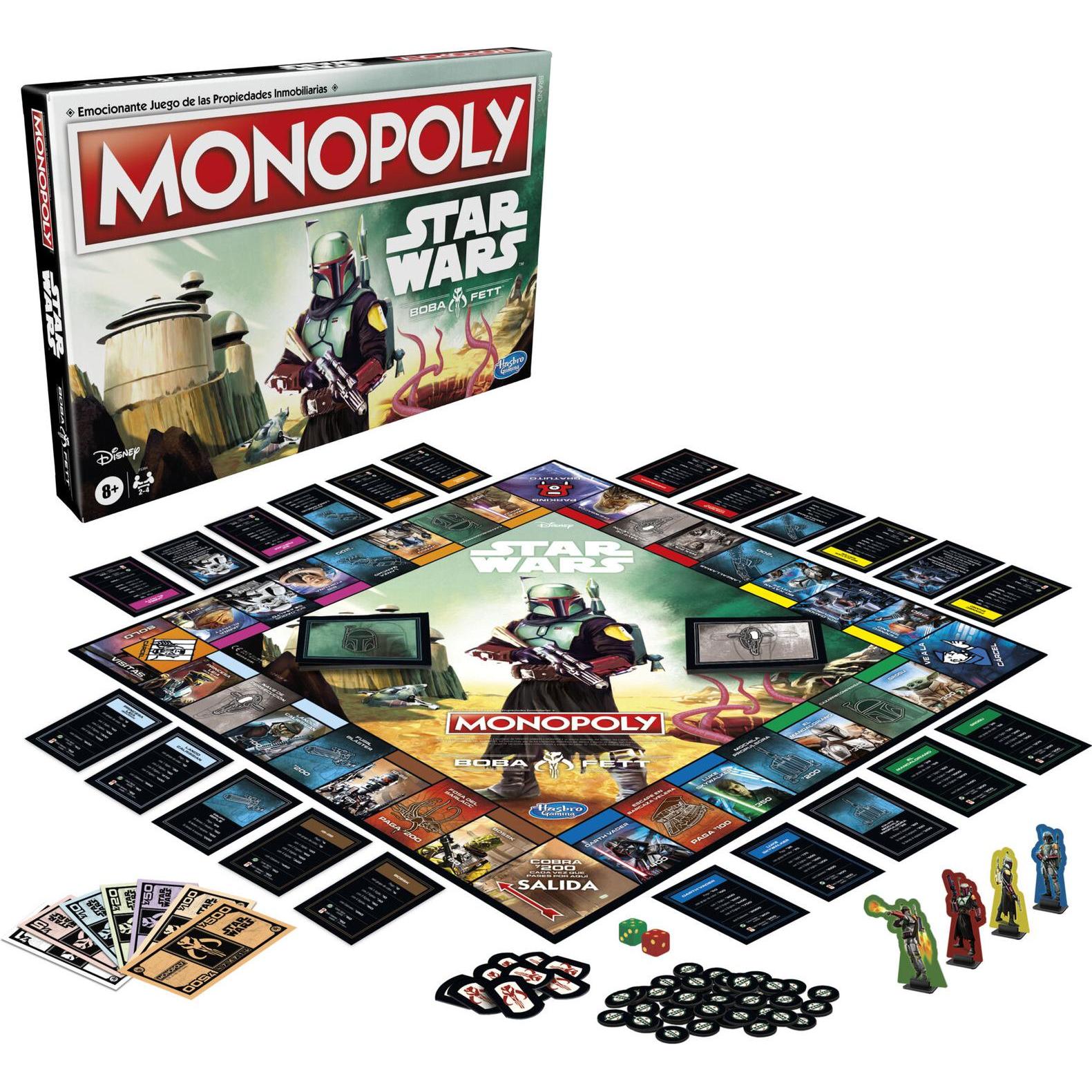 Hasbro Mehrfarbig Spanisches Star Wars Boba Fett Monopoly-Spiel (Spanisch, 2 - 4 Spieler)