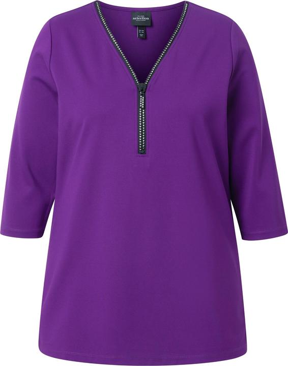 Produktbild Ulla Popken Punto-Shirt, A-Linie, Zipper, V-Ausschnitt, 3/4-Arm (56)