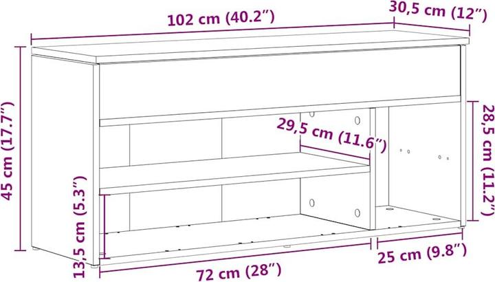 Produktbild VidaXL Schuhbank (102 x 30.5 x 45 cm)