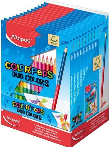 Image du produit Maped Crayon de couleur triangulaire COLOR'PEPS DUO, étui carton de 18 pièces (18x)