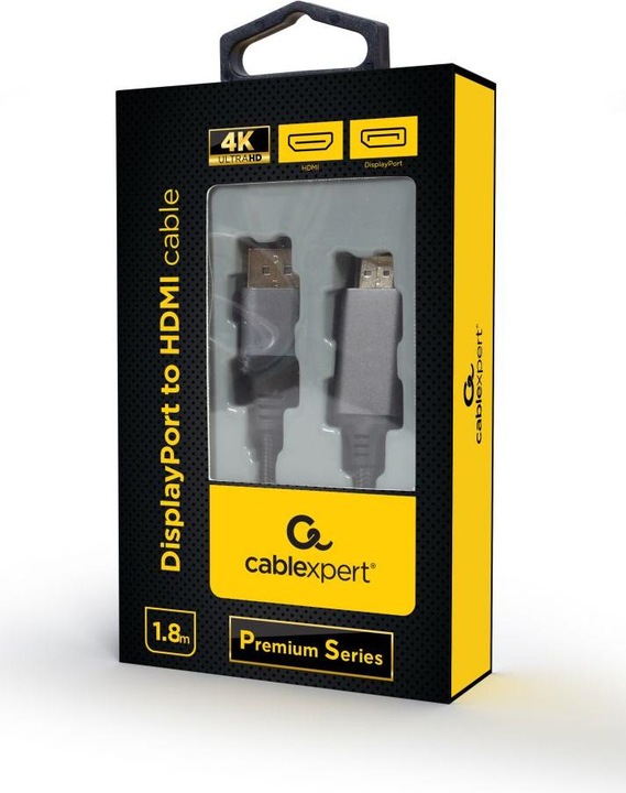 Actual product image Gembird CC-DP-HDMI-4K-6 Video Cable Adapter 1.8m DisplayPort HDMI Type A (Standard) Black (1.80 m, DisplayPort)