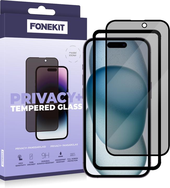 Immagine prodotto FoneKit Privacy+ Cover completa -panssarilasi, iPhone 15 (1 pz., Apple iPhone 15)