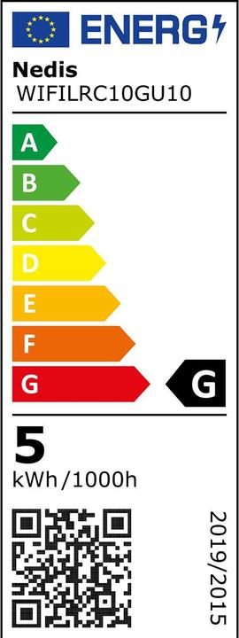 Energie-Label Nedis WIFILRC10GU10 SmartLife Vollfärbige LED-Lampe WLAN GU10 345 lm 4.9 W RGB + weiss veränderbar 2 (GU10, 345 lm, 1x)