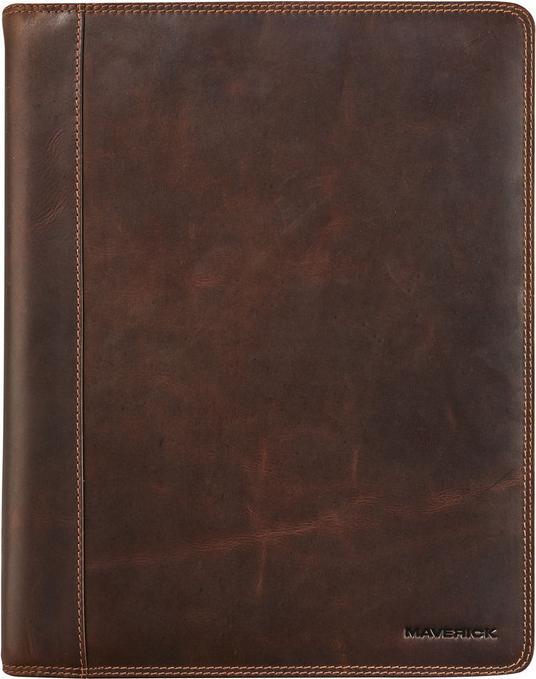 Maverick The Original A4 Konferenzmappe Leder - Zip + Ring., braun (A4)