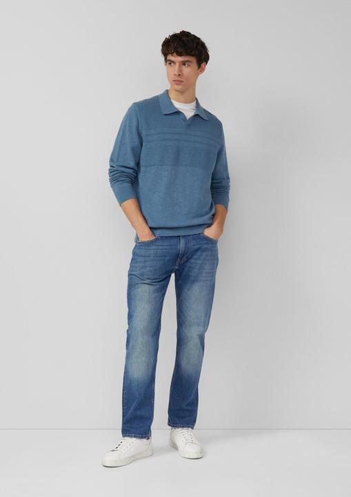 Produktbild s.Oliver Strickpullover Strick-Polo aus Baumwolle mit Strukturmix (S)