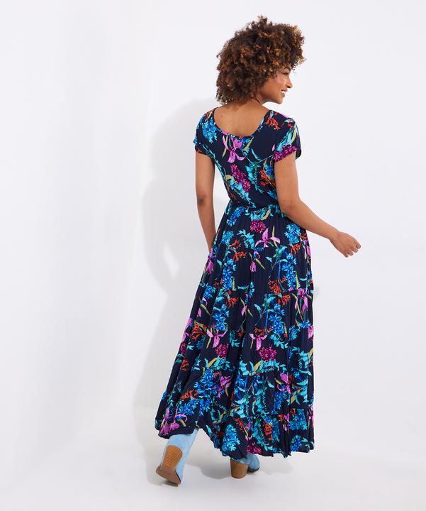 Actual product image Joe Browns PETITE Dark Floral Crinkle Maxi Dress (34)