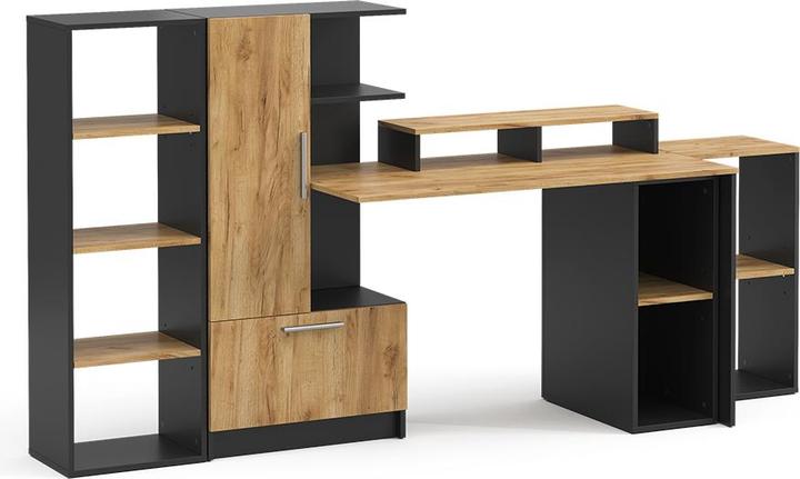 Produktbild Vicco Schreibtisch Tomy, Anthrazit/Goldkraft Eiche, 150 x 59 cm 5er Set (59 x 150 x 120 cm)