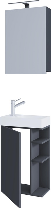 Produktbild VCM 3-tlg Badmöbel Set Gäste WC Gästebad Waschplatz Waschtisch klein schmal Lumia Spiegelschrank