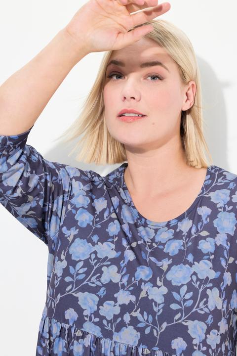 Produktbild Ulla Popken Jerseykleid, A-Linie, Blumenmuster (54)