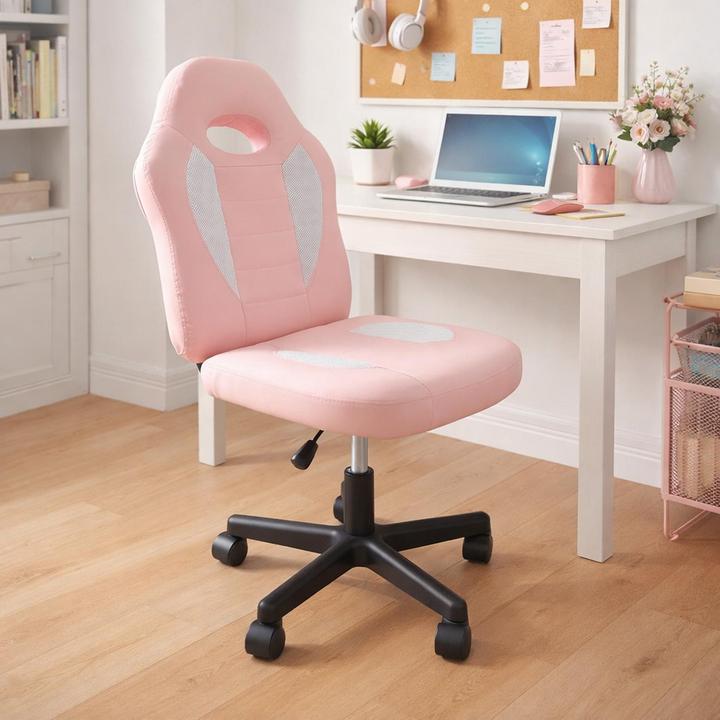 Produktbild HTI-Living Schreibtischstuhl höhenverstellbar 360°-Drehfunktion Rosa-Weiss (37.50 - 47.50 cm)
