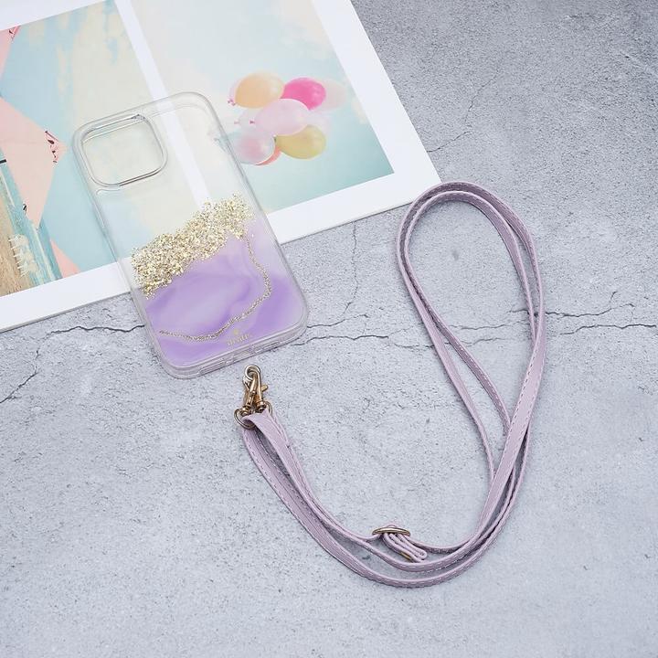 Actual product image Cover-Discount Universal faux leather lanyard purple