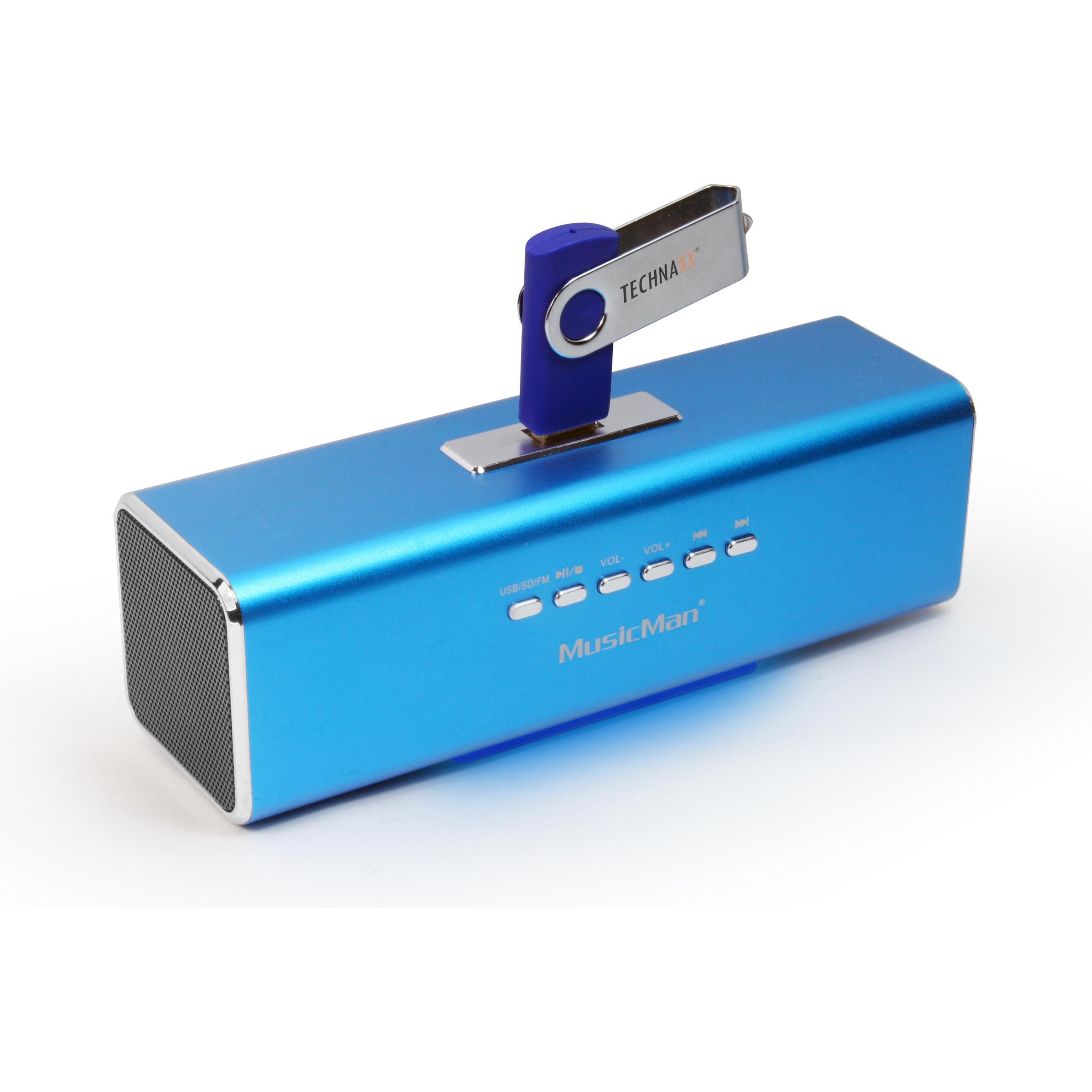 Technaxx Musicman Ma (4 h, Netzbetrieb, Akkubetrieb), Bluetooth Lautsprecher, Blau