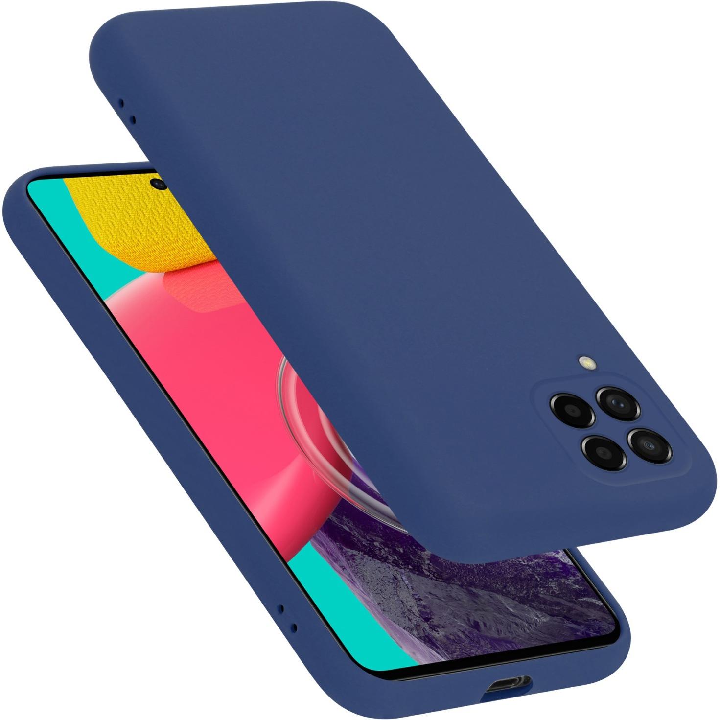 Cadorabo TPU Liquid Silicone Case Hülle für Samsung Galaxy M53 5G (Samsung Galaxy M53 5G), Smartphone Hülle, Blau