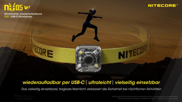 Actual product image Nitecore NU05V2 with headband (40 lm)