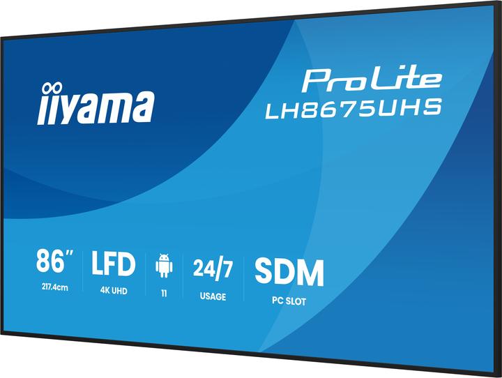Image du produit iiyama 86" 3840x2160, UHD IPS panel, Haze 25% (3840 x 2160 pixels, 85.60")